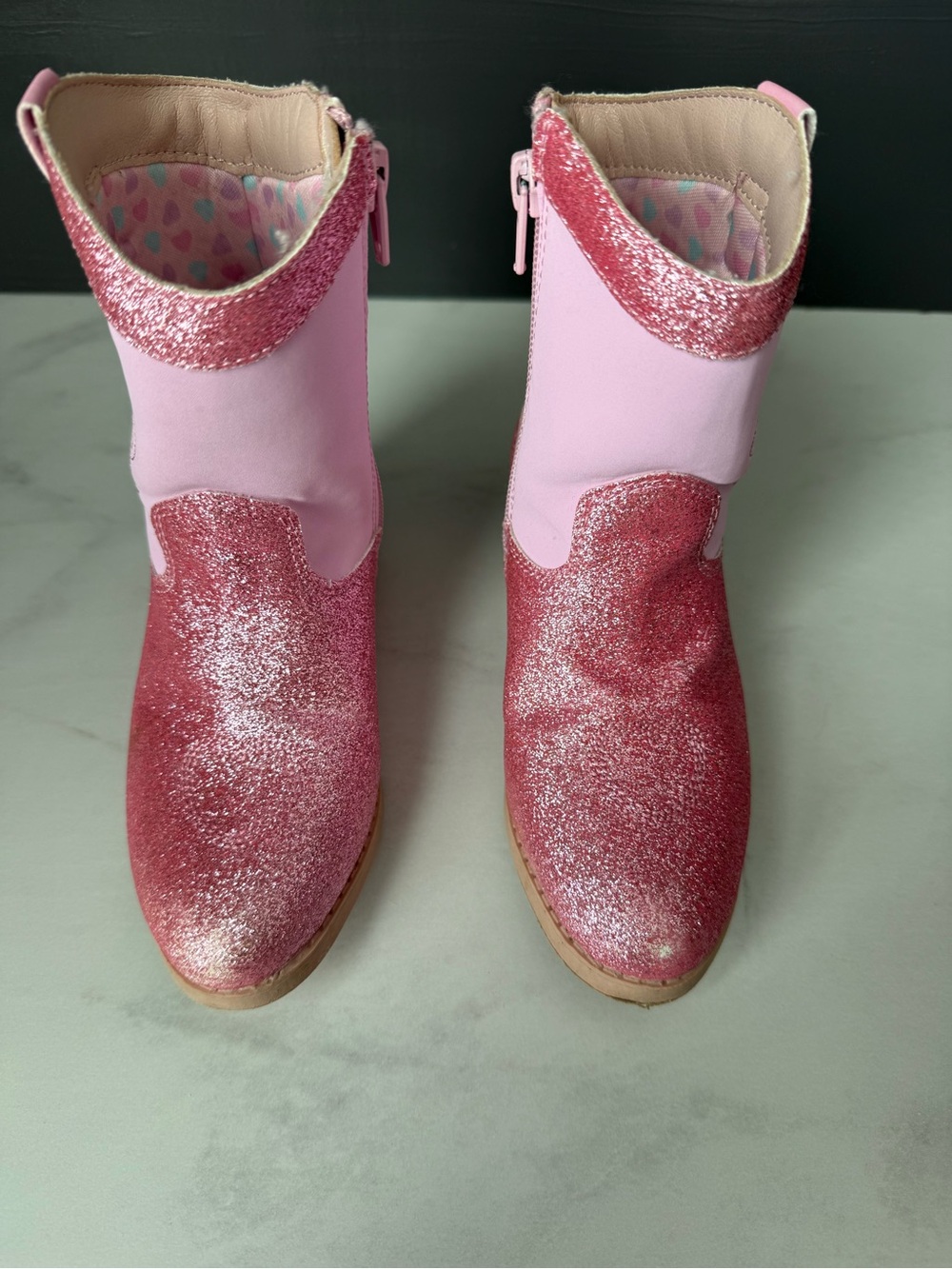 Kids Pink Glitter Pull-On Boots